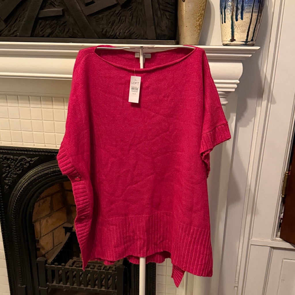 Loft Fuchsia Knit Poncho